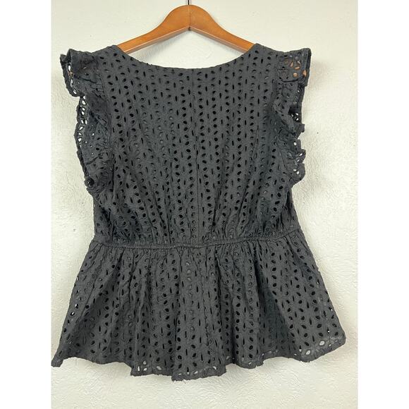 NEW! Mi Ami Francesca's V Neck Eyelet Top Blouse Sleeveless - L - Picture 3 of 3